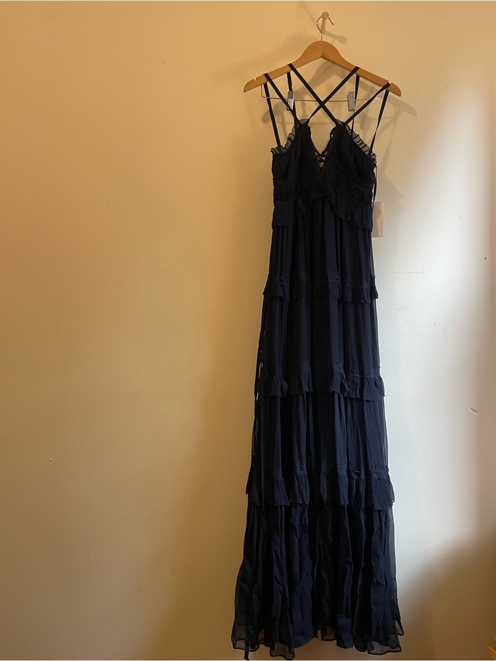 Ulla Johnson Agatha gown - Black Ruffled Tiered Maxi Dress with Strappy V-Neck - Picture 12 of 12